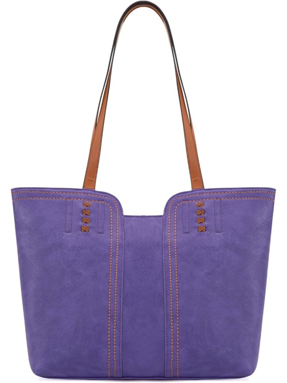 Women's True Purple Vegan Leather Classy Look West Tote Handle Satchel Purse